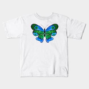 Green and Blue Butterfly Kids T-Shirt